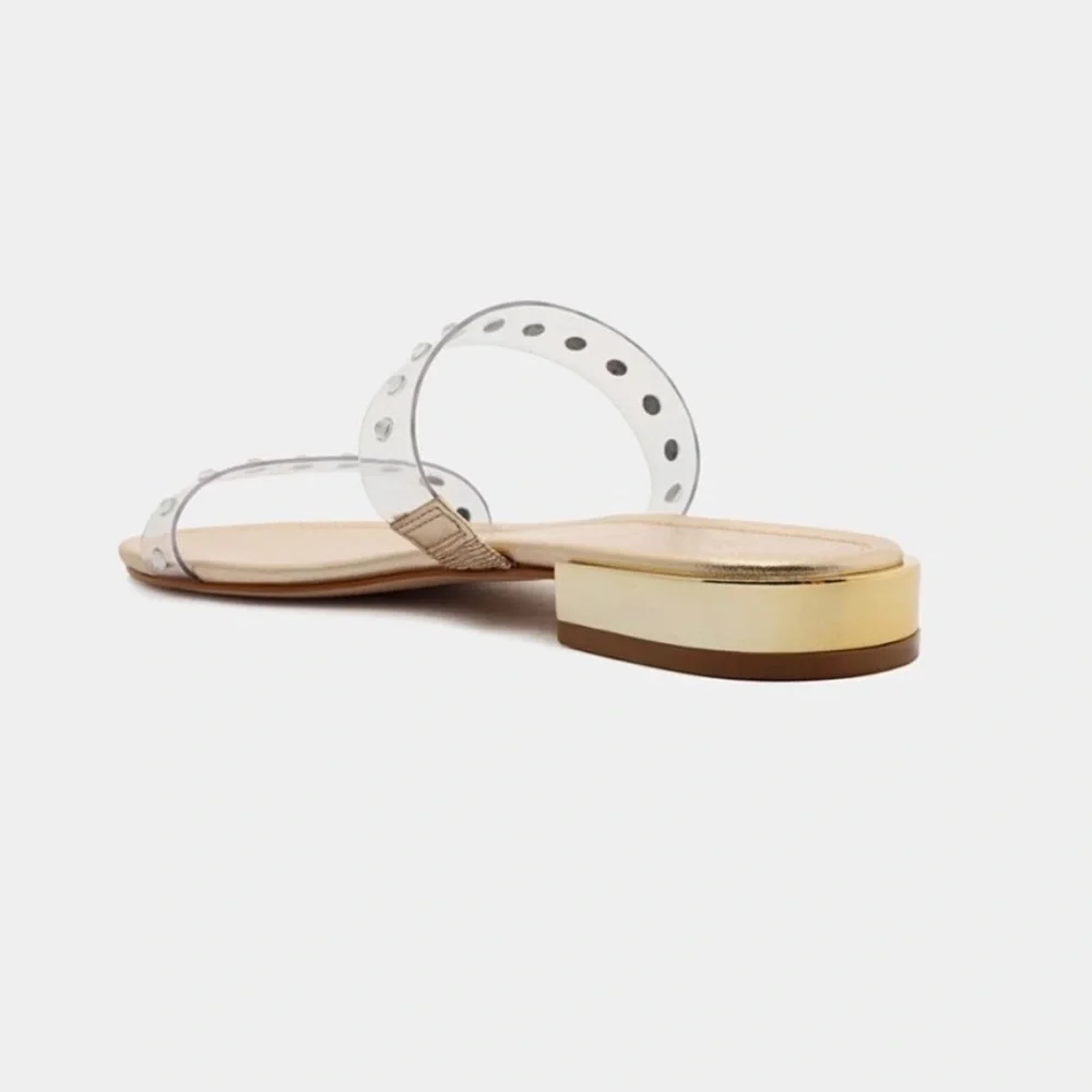 SCHUTZ Arielle Clear Slide‎ Sandal Gold